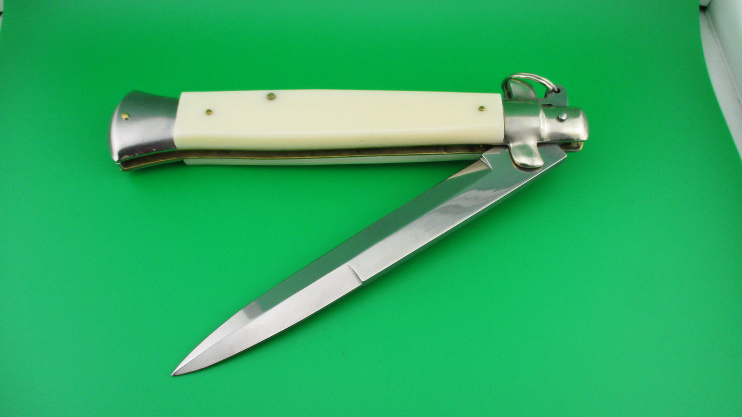 z Italian 38cm Ring pull Stiletto automatic knife vintage White sterile