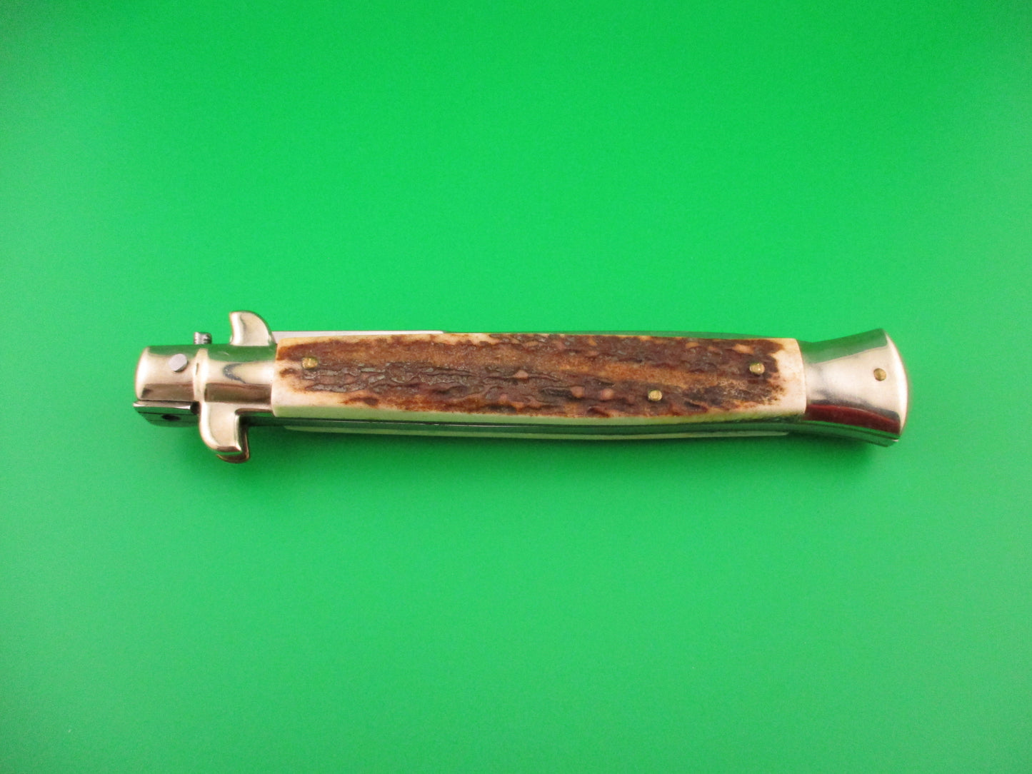Walt's Flat Guard 28cm Italian Picklock Bayonet blade Stag automatic knife
