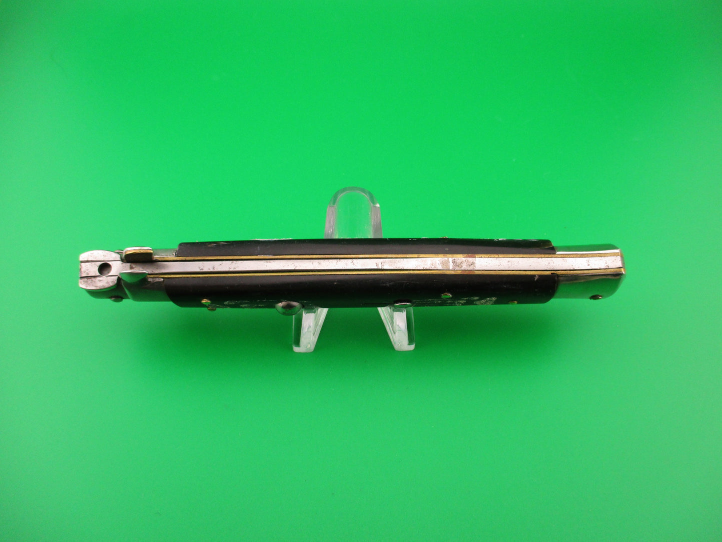 INOX FP ROSTFREI 28cm Italian Stiletto Black Scrimshaw Wolf Moon automatic knife