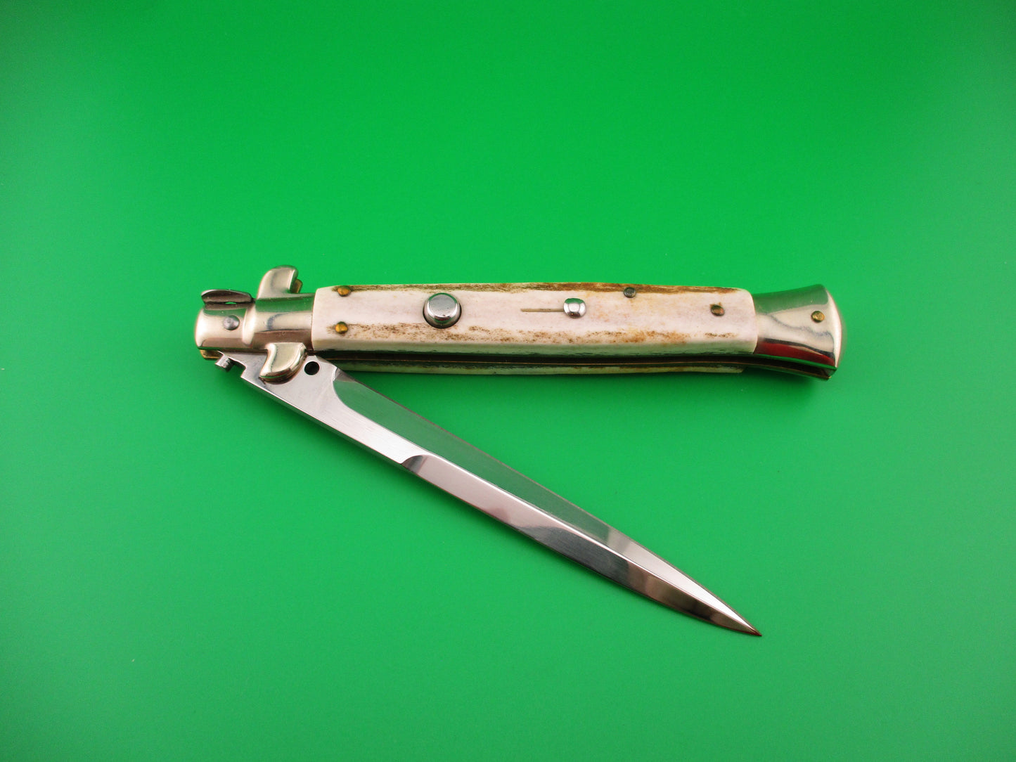 Walt's Flat Guard 28cm Italian Picklock Bayonet blade Stag automatic knife