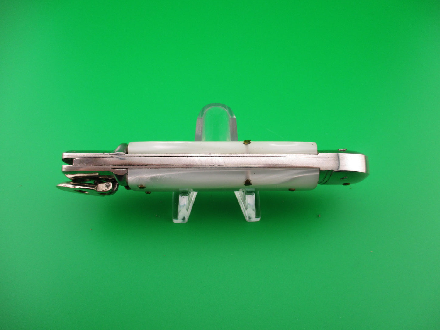 Rostfrei 20cm Italian Lever GOM Pearlex NOS automatic knife vintage 1980s