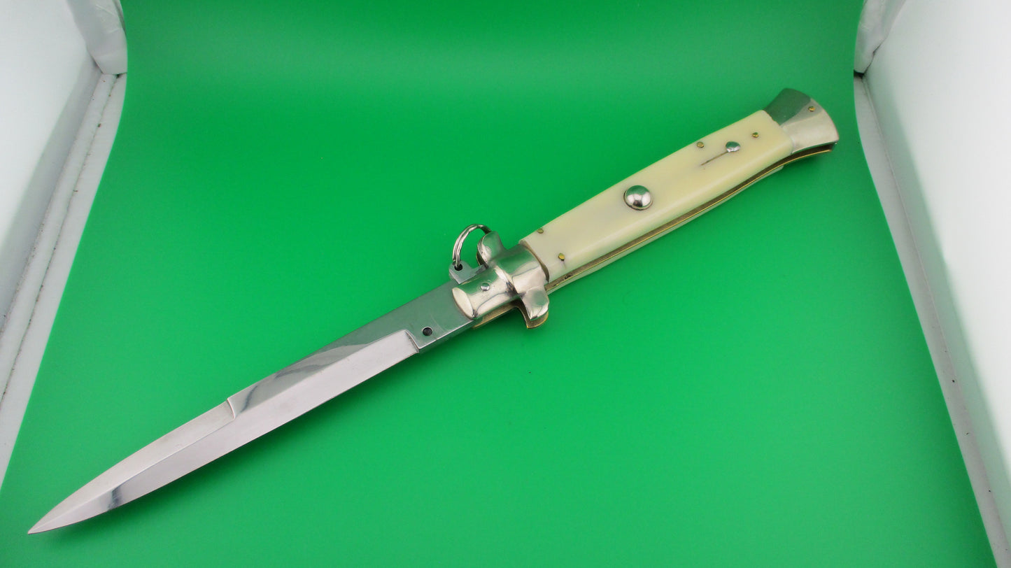 z Italian 38cm Ring pull Stiletto automatic knife vintage White sterile