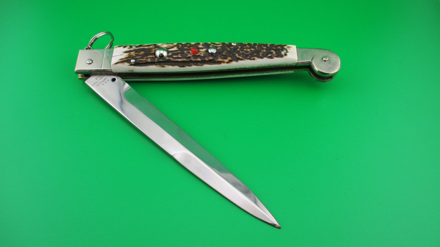 AGA CAMPOLIN 30cm Sicilian Ring Pull Stag automatic knife