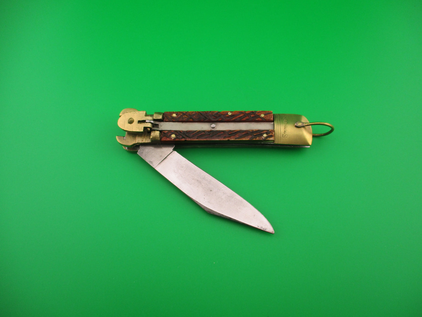 Springer 20cm Japanese Shell Puller Lever Bone & Brass vintage automatic knife