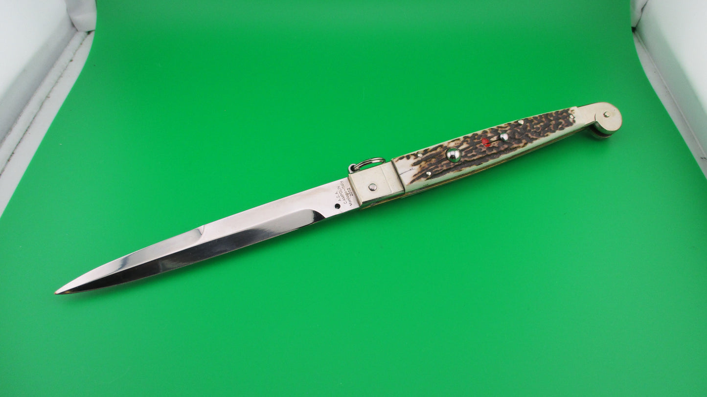 AGA CAMPOLIN 30cm Sicilian Ring Pull Stag automatic knife