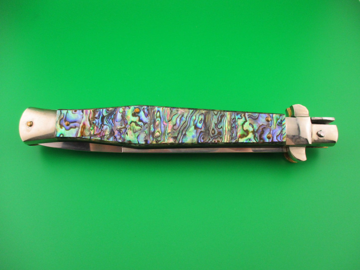 RENZO PASCOTTO 35cm Italian Picklock Flatguard Abalone automatic knife