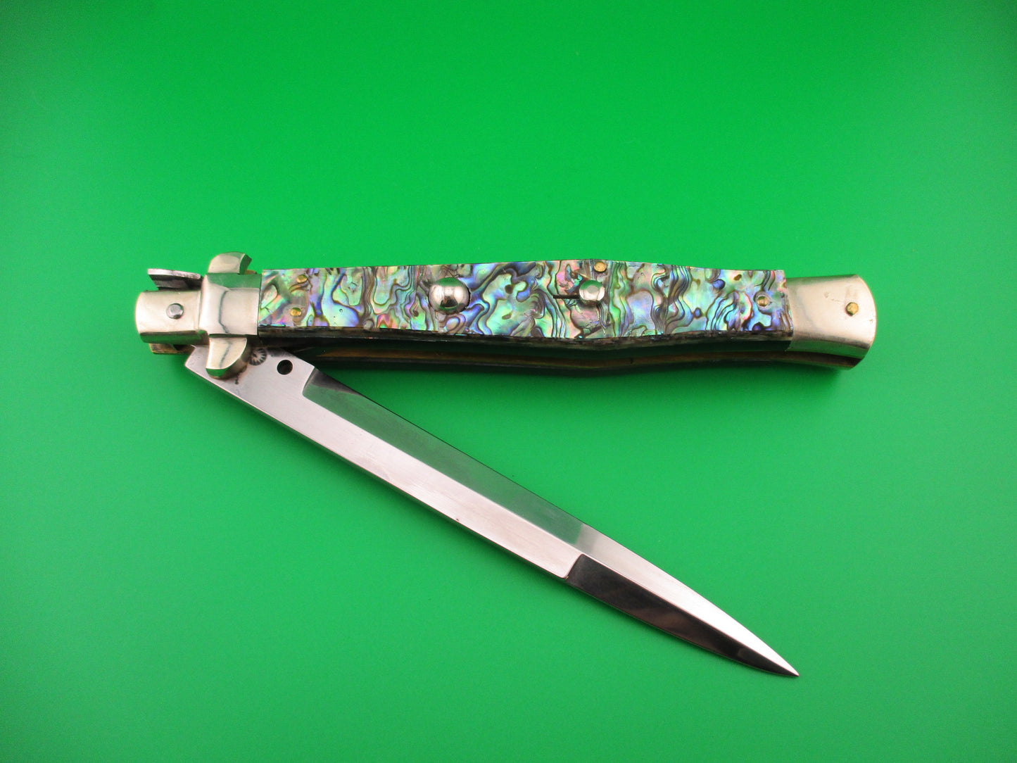 RENZO PASCOTTO 35cm Italian Picklock Flatguard Abalone automatic knife