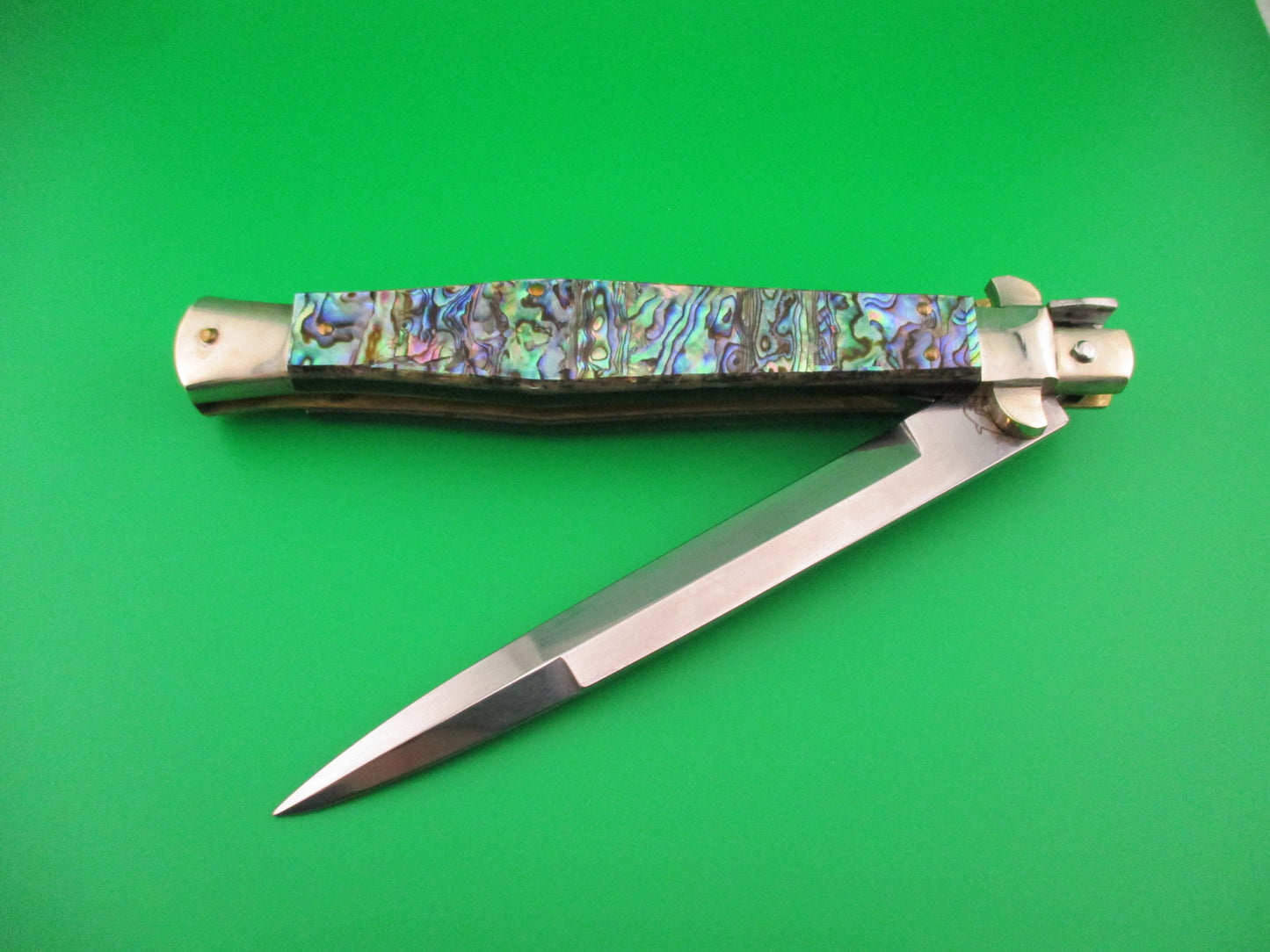 RENZO PASCOTTO 35cm Italian Picklock Flatguard Abalone automatic knife
