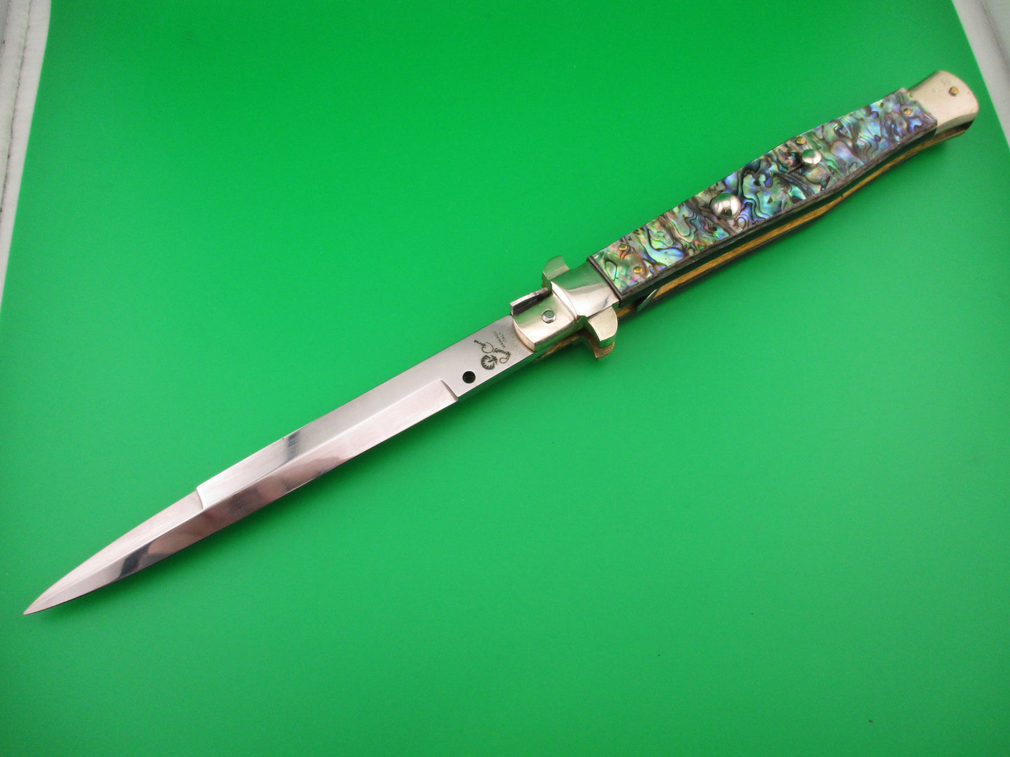 RENZO PASCOTTO 35cm Italian Picklock Flatguard Abalone automatic knife