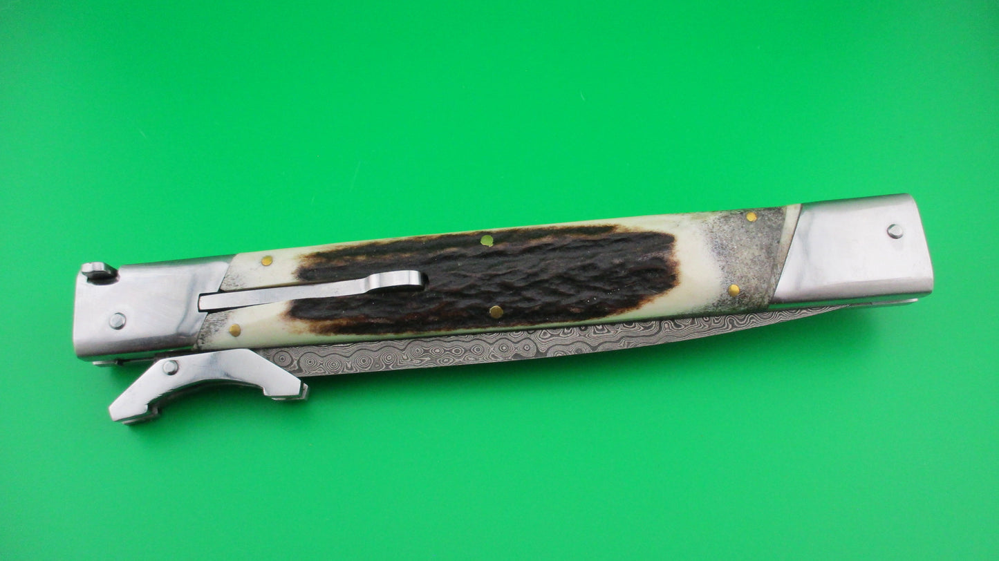 z Custom 39cm Stag & Damascus Dagger Swing guard switchblade knife by Samir Ahmad