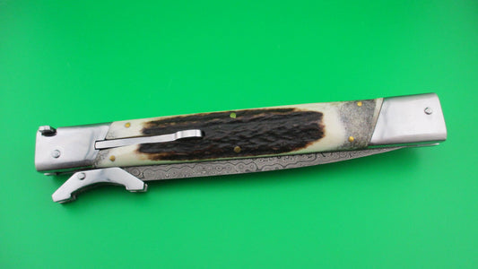 z Custom 39cm Stag & Damascus Dagger Swing guard switchblade knife by Samir Ahmad