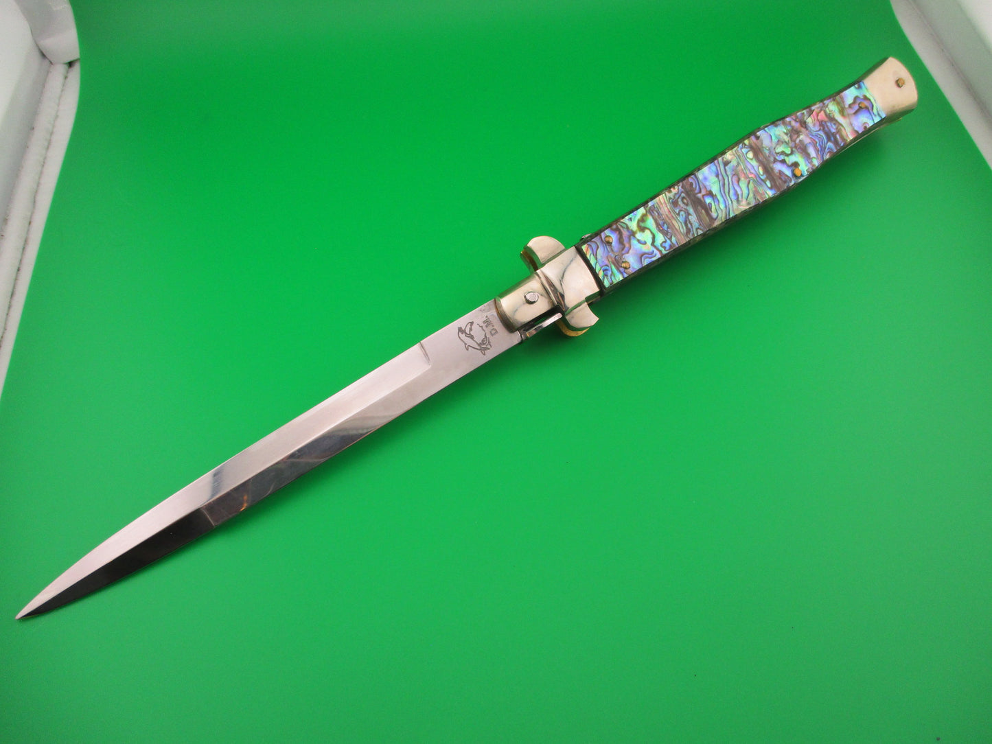 RENZO PASCOTTO 35cm Italian Picklock Flatguard Abalone automatic knife
