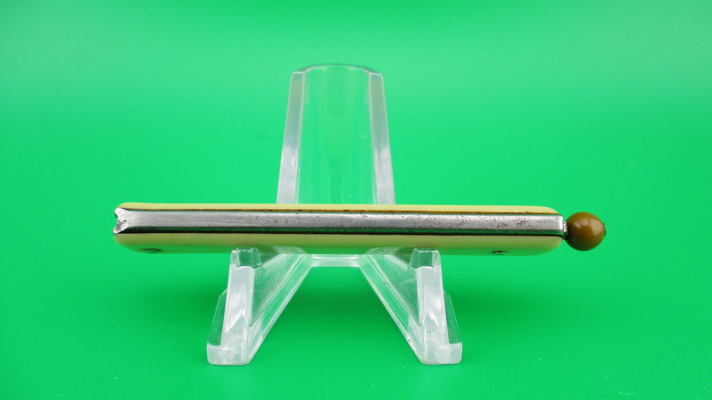 G SCHRADE (arched) Pullball Red scales Green ball vintage automatic knife