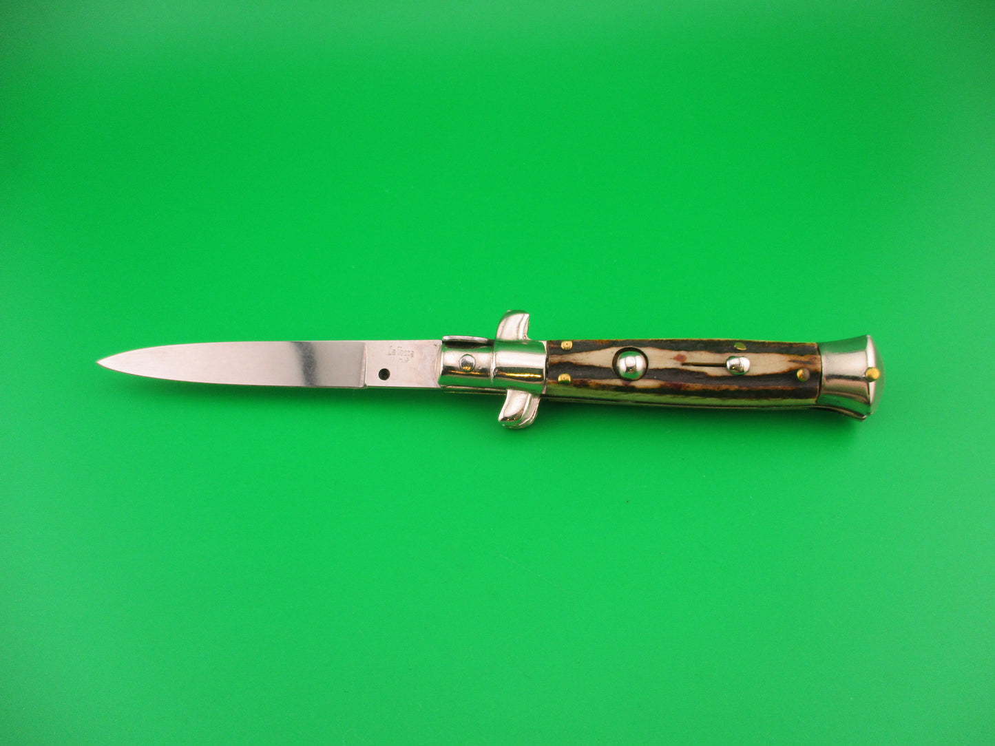 LaVespa INOX 16cm Italian Vintage 1980s Stag swivel bolster automatic knife