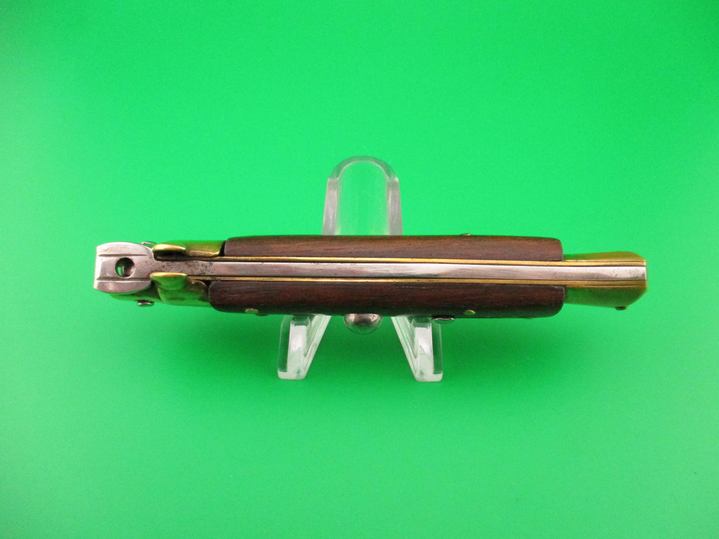 Sterile 19cm Italian Stiletto Wood Brass Star vintage automatic knife