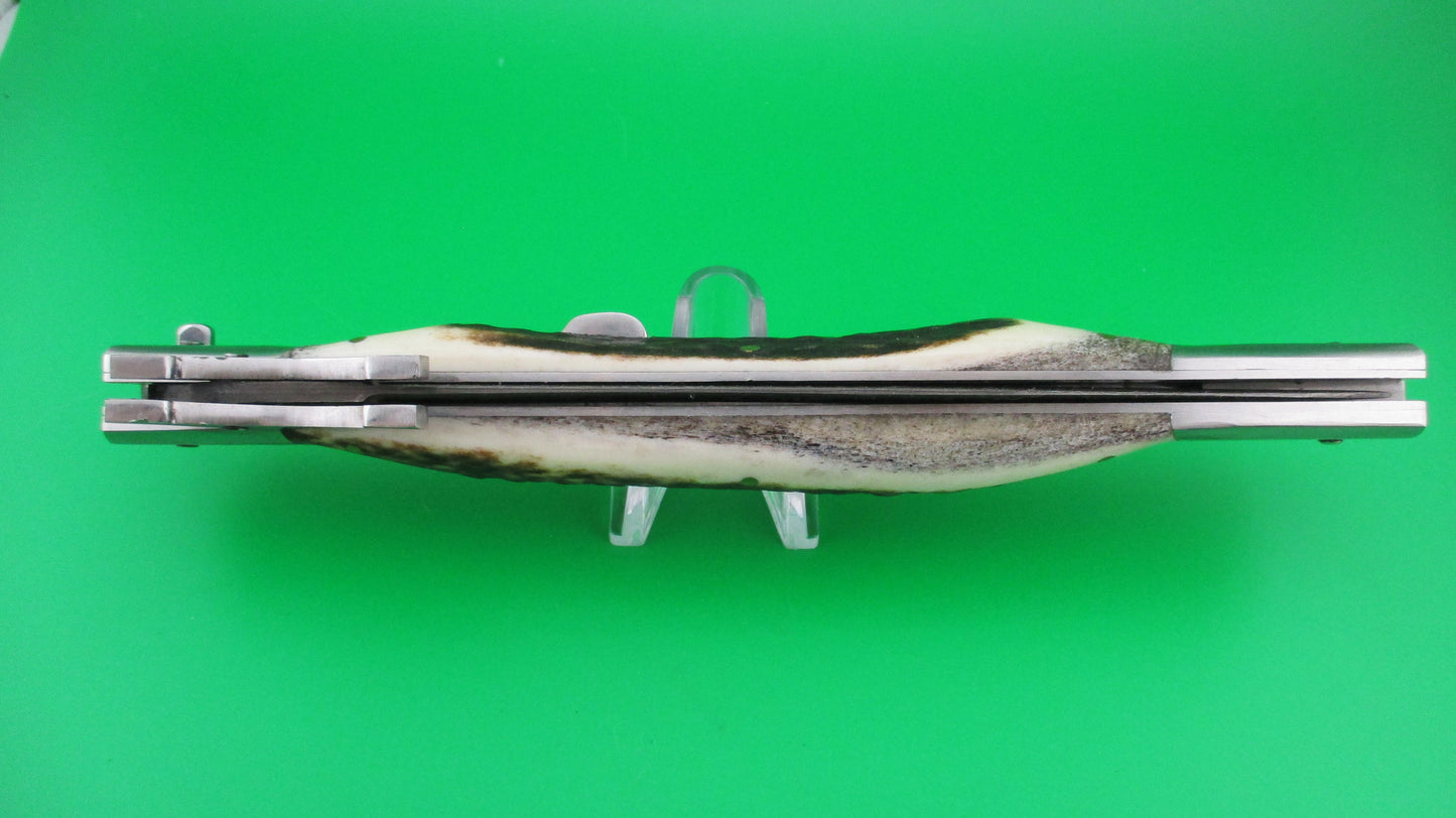 z Custom 39cm Stag & Damascus Dagger Swing guard switchblade knife by Samir Ahmad