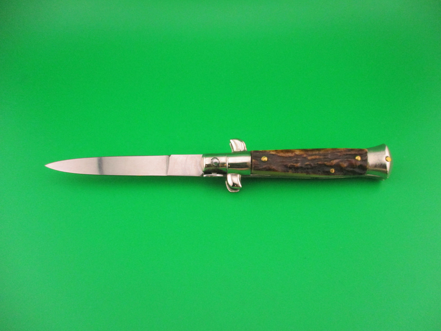 LaVespa INOX 16cm Italian Vintage 1980s Stag swivel bolster automatic knife