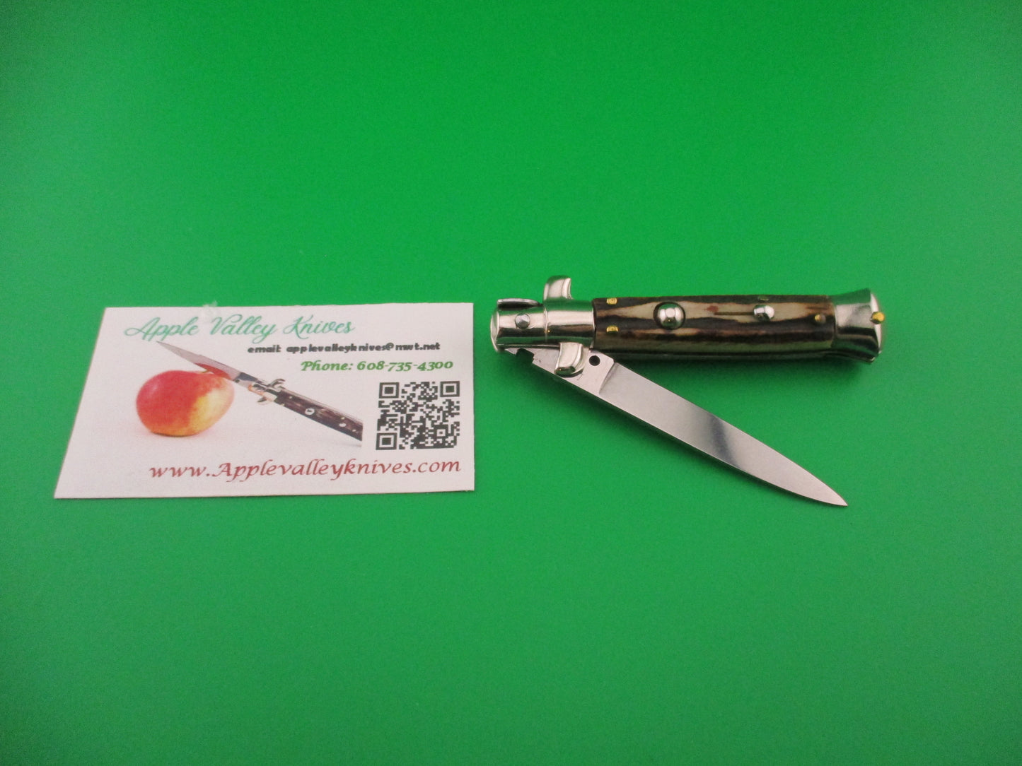 LaVespa INOX 16cm Italian Vintage 1980s Stag swivel bolster automatic knife