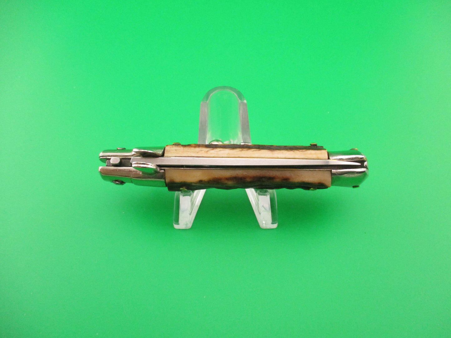 LaVespa INOX 16cm Italian Vintage 1980s Stag swivel bolster automatic knife