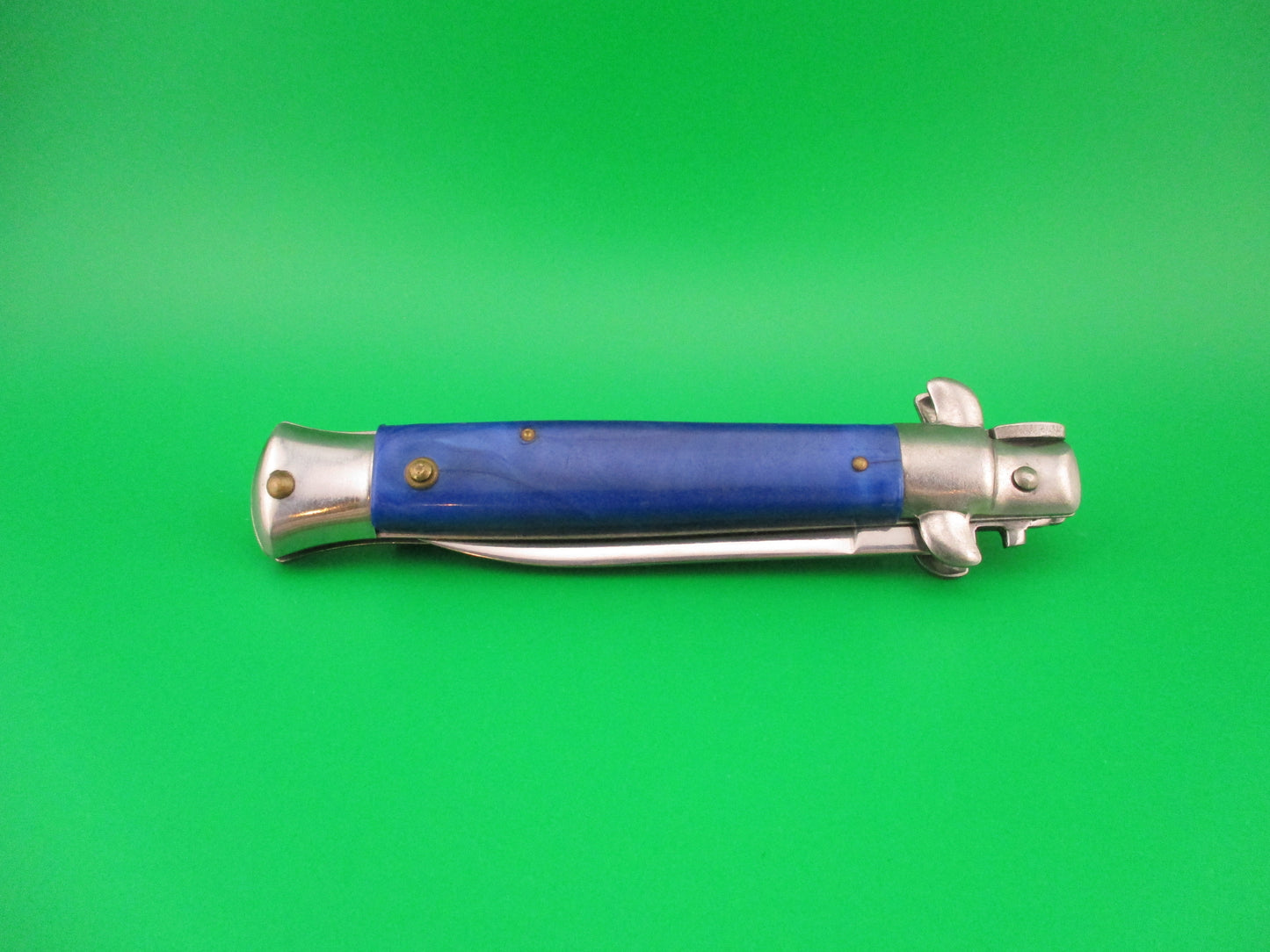 440 STAINLESS ROSTFREI 21cm Italian style Stiletto Blue pearlex automatic knife