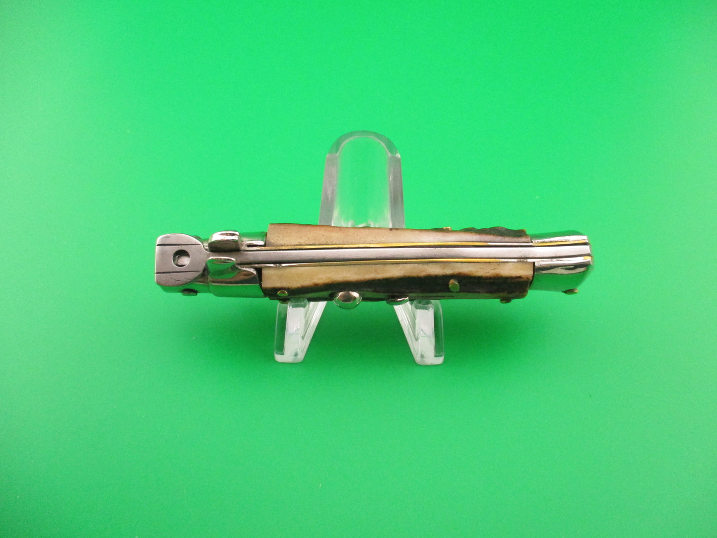 LaVespa INOX 16cm Italian Vintage 1980s Stag swivel bolster automatic knife