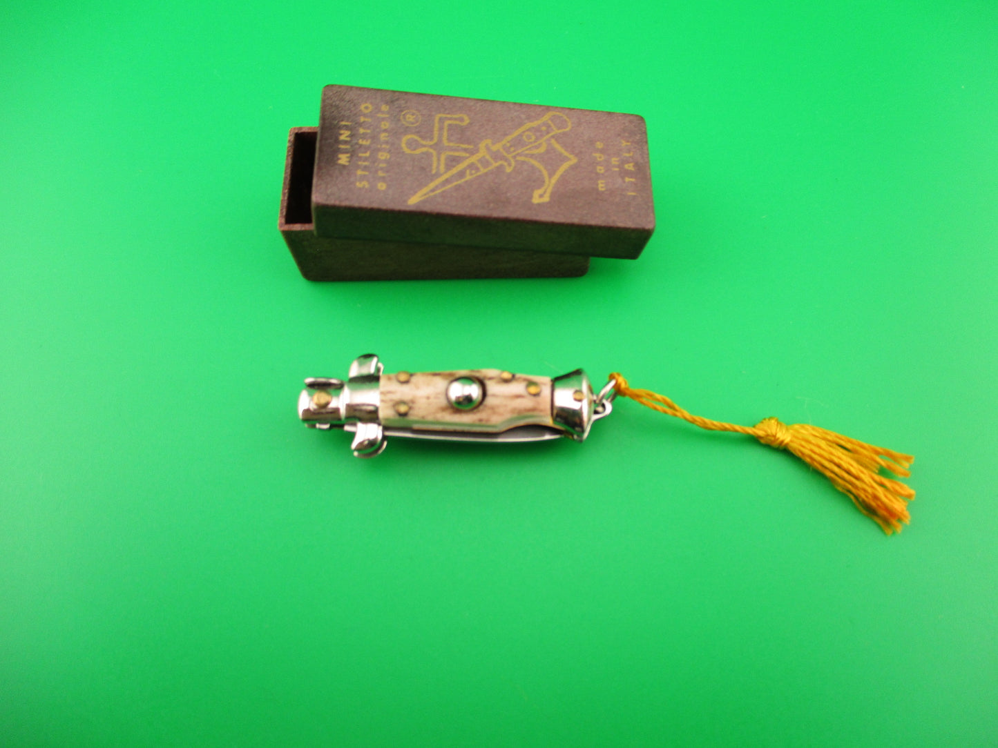 INOX 7cm Italian Tiny Stag Picklock keychain vintage 1970s automatic knife
