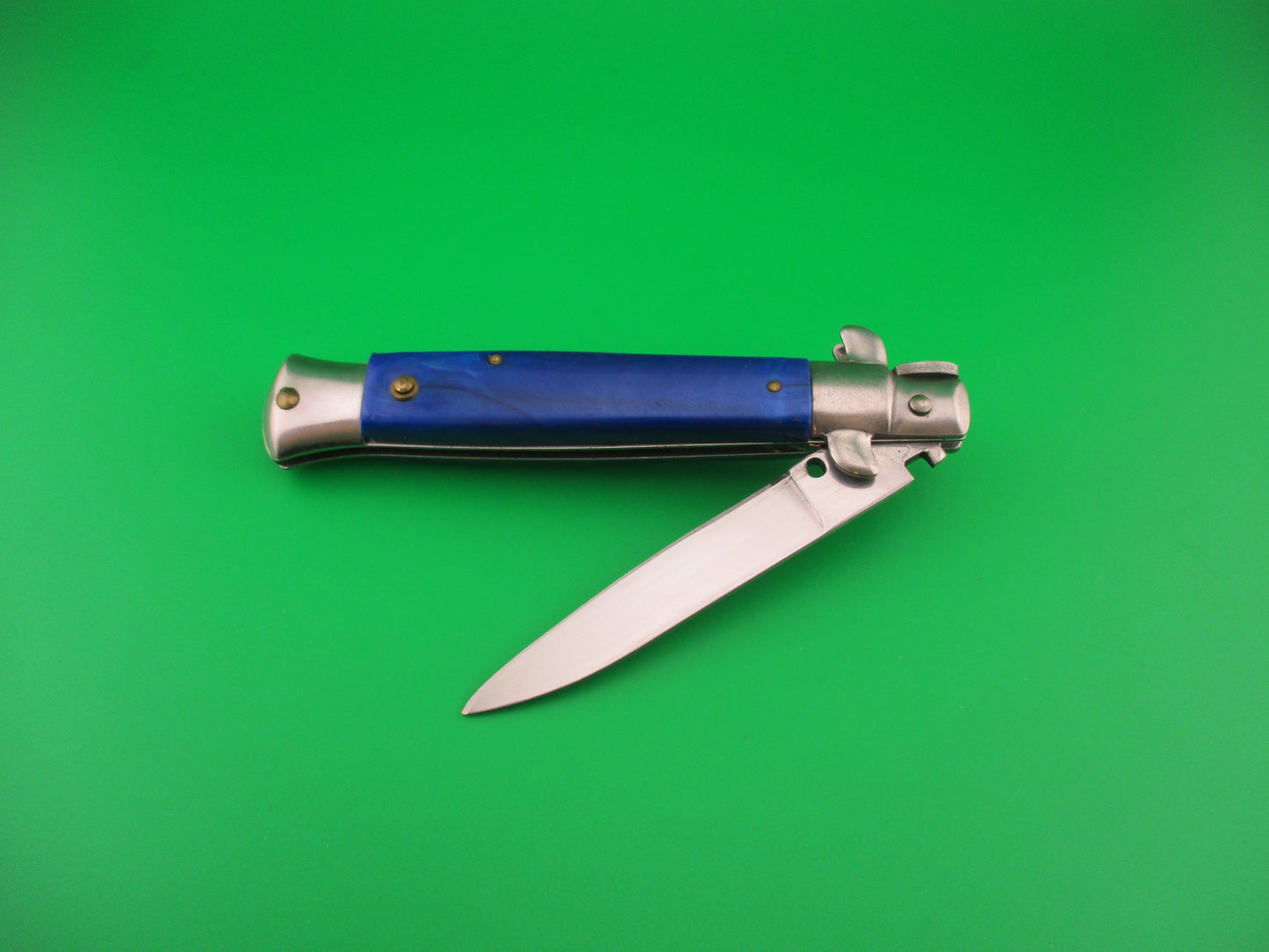 440 STAINLESS ROSTFREI 21cm Italian style Stiletto Blue pearlex automatic knife