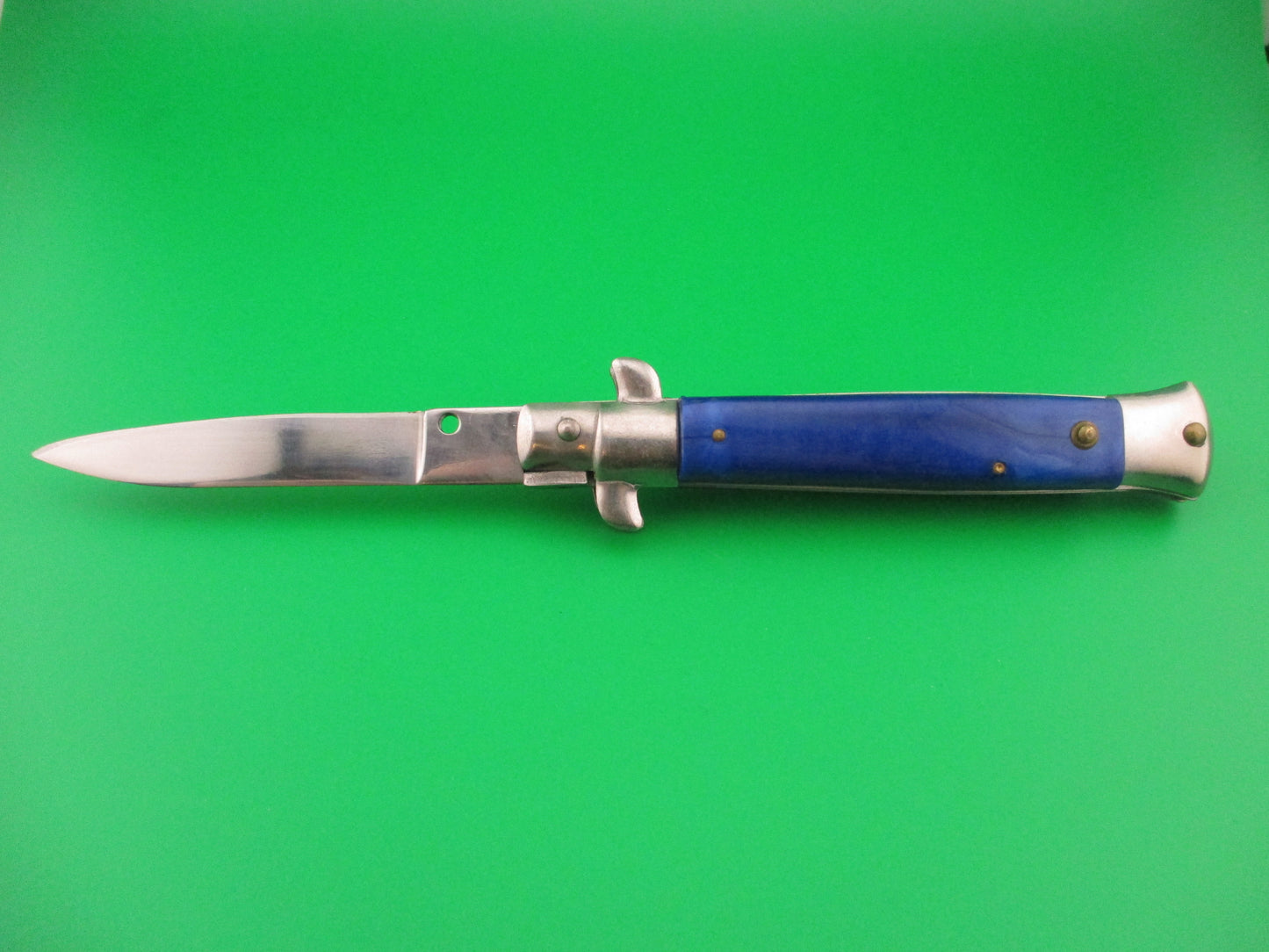 440 STAINLESS ROSTFREI 21cm Italian style Stiletto Blue pearlex automatic knife
