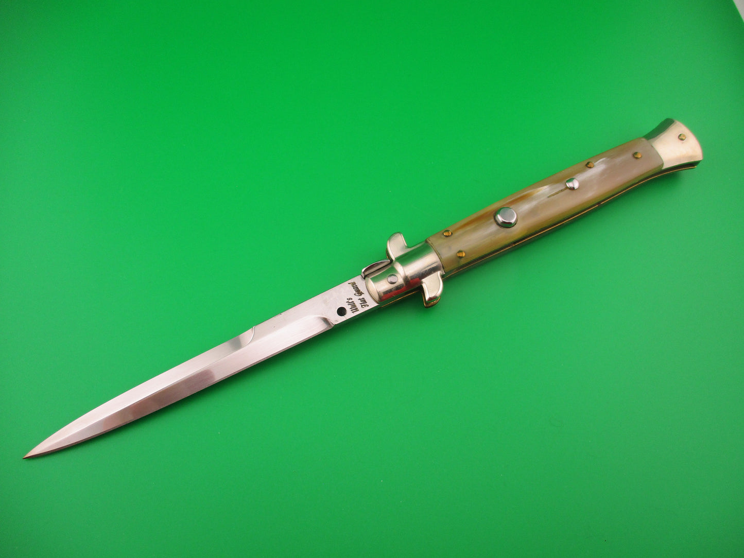 Walt's Flat Guard 28cm Italian Picklock Bayonet blade Honey horn automatic knife