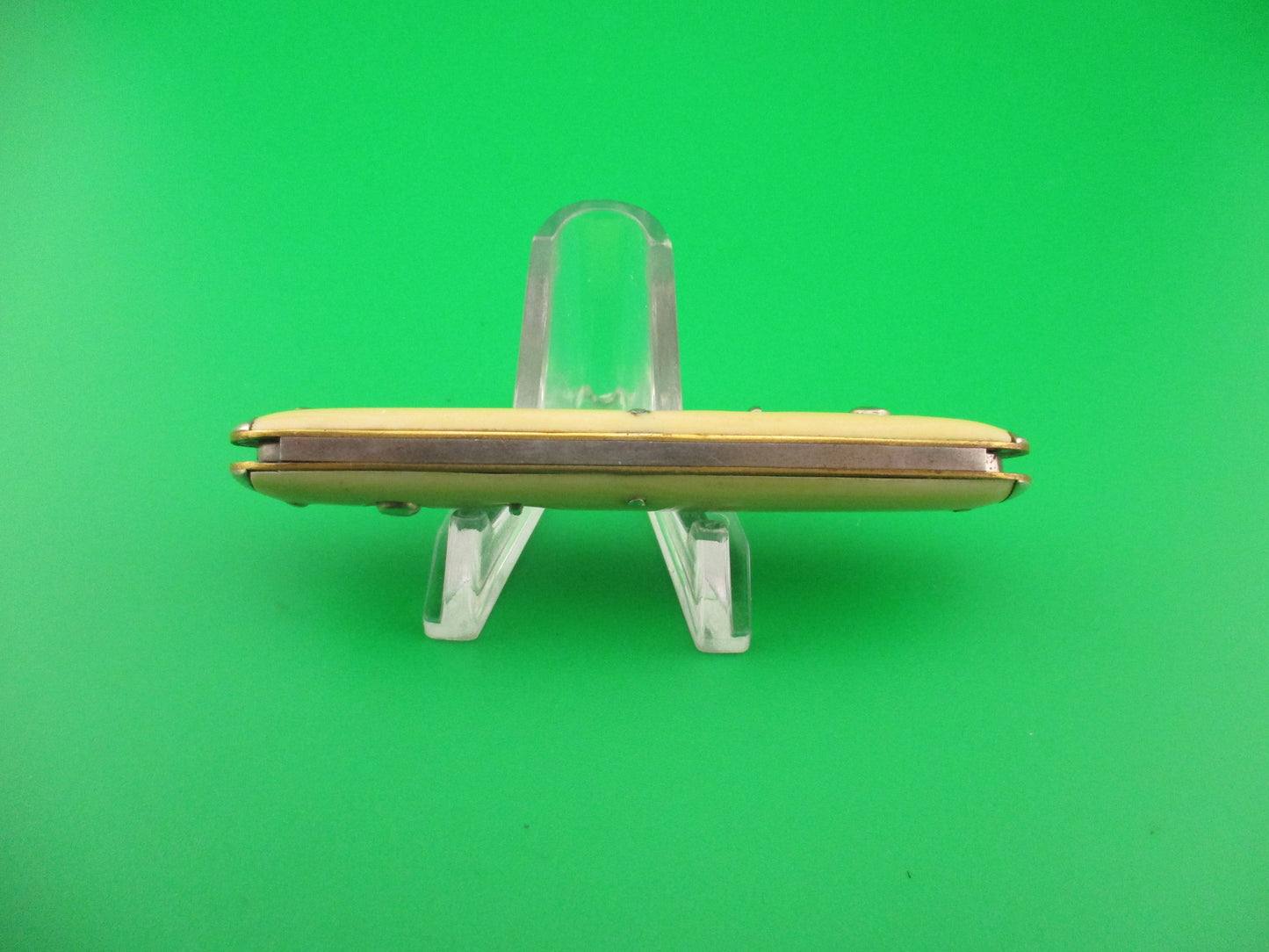 SHAPLEIGH HDW CO DE Etched Medium double Ivory cell Tip bolster switchblade knife