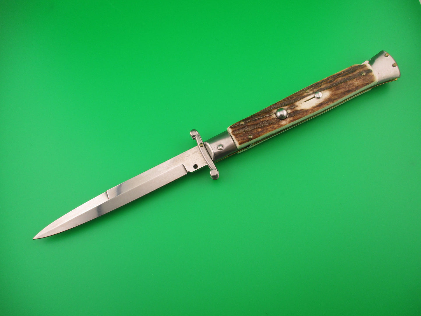 FRANK B ITALY 28cm Italian Swing guard Stag automatic knife