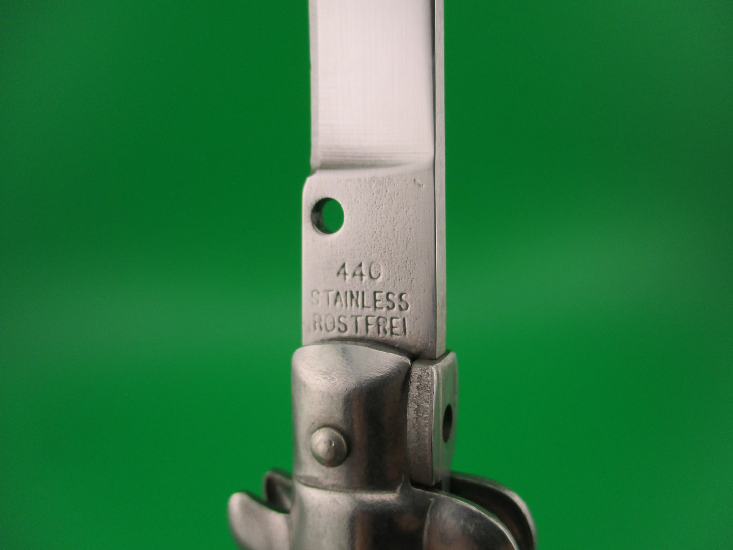 440 STAINLESS ROSTFREI 21cm Italian style Stiletto Blue pearlex automatic knife