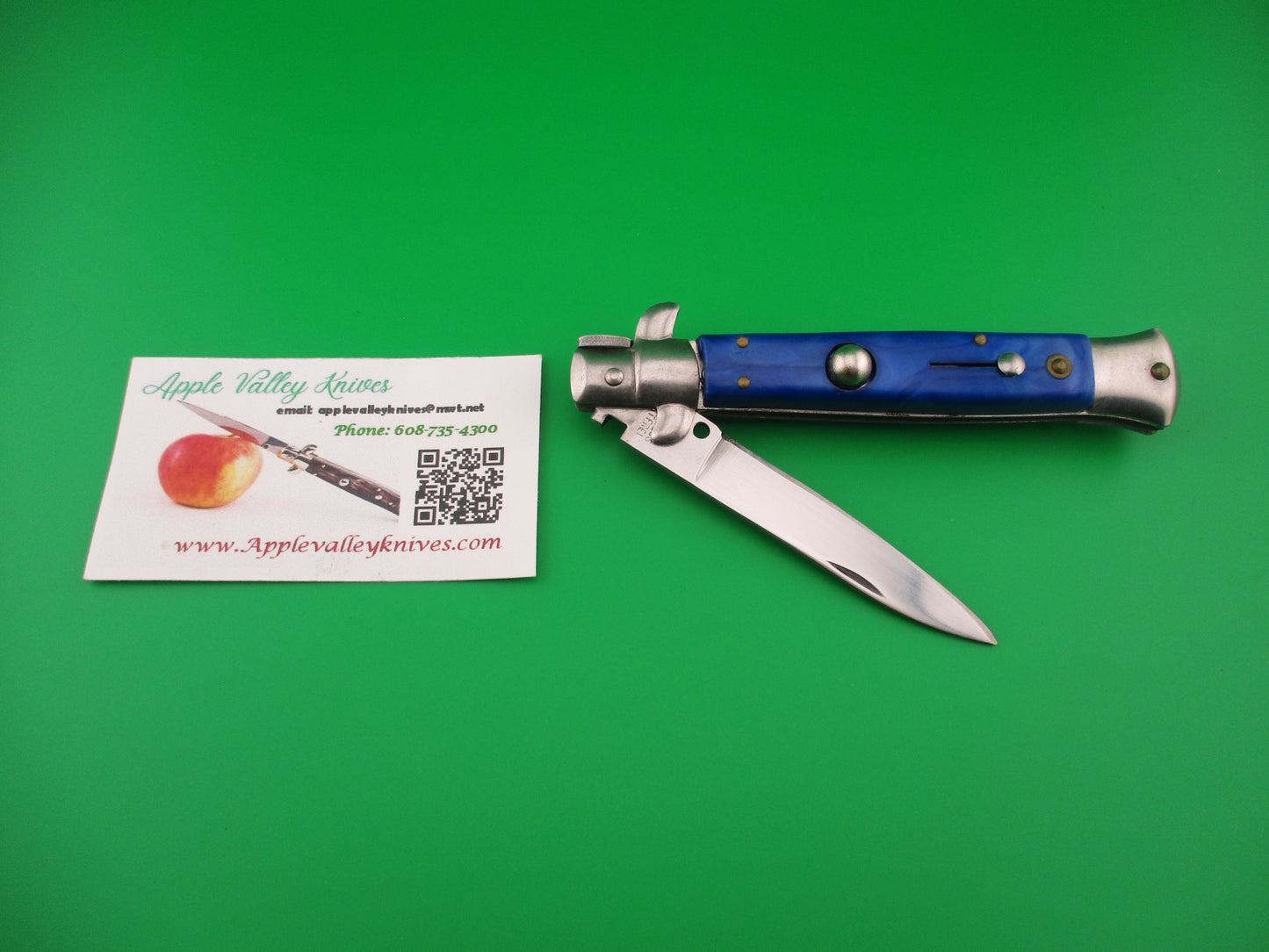 440 STAINLESS ROSTFREI 21cm Italian style Stiletto Blue pearlex automatic knife