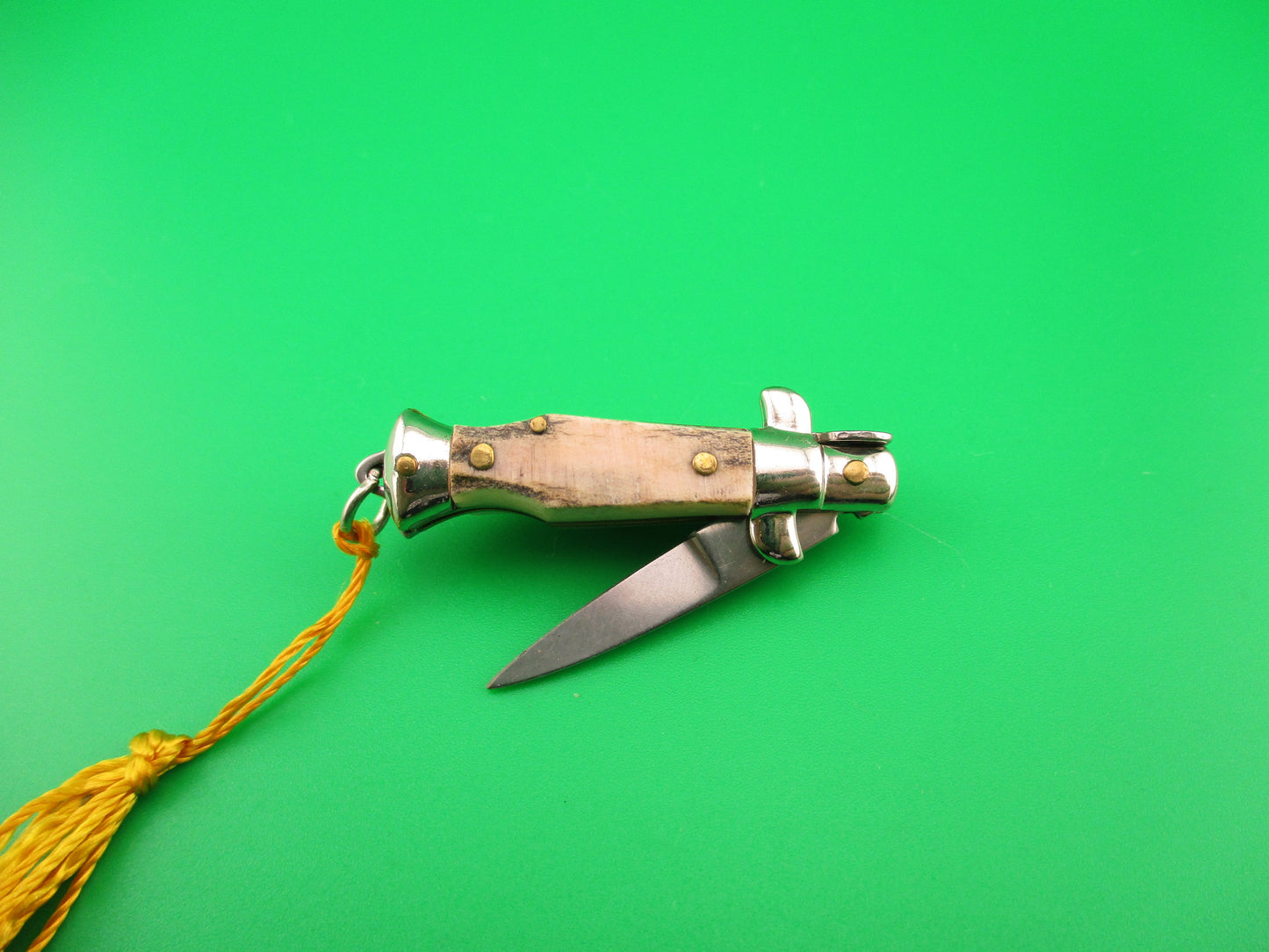 INOX 7cm Italian Tiny Stag Picklock keychain vintage 1970s automatic knife