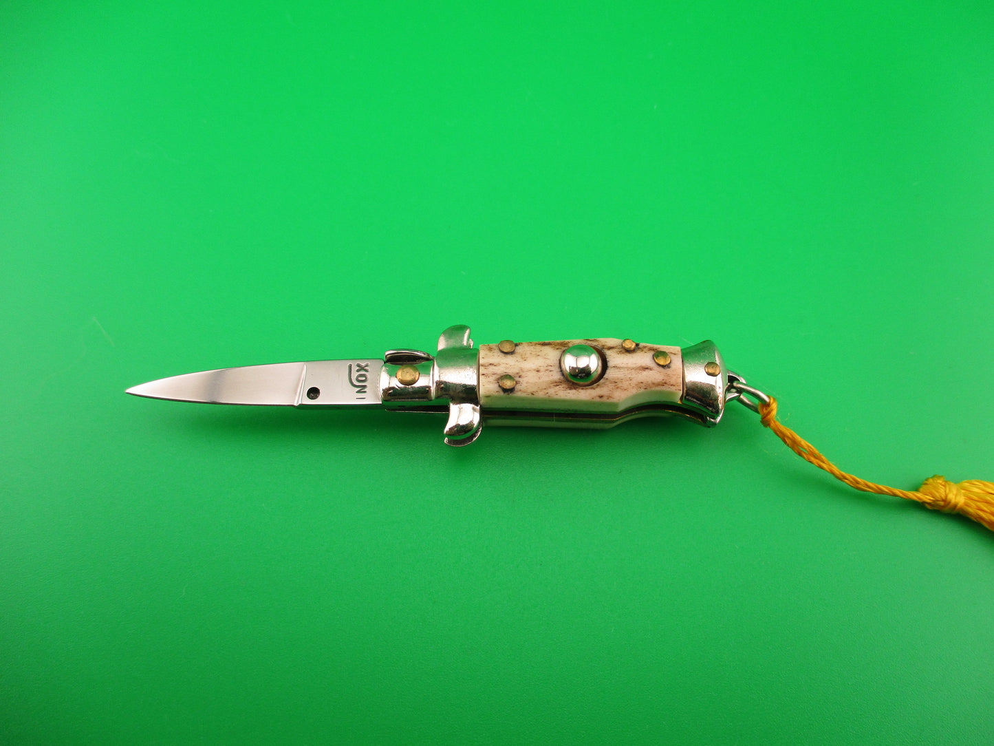 INOX 7cm Italian Tiny Stag Picklock keychain vintage 1970s automatic knife