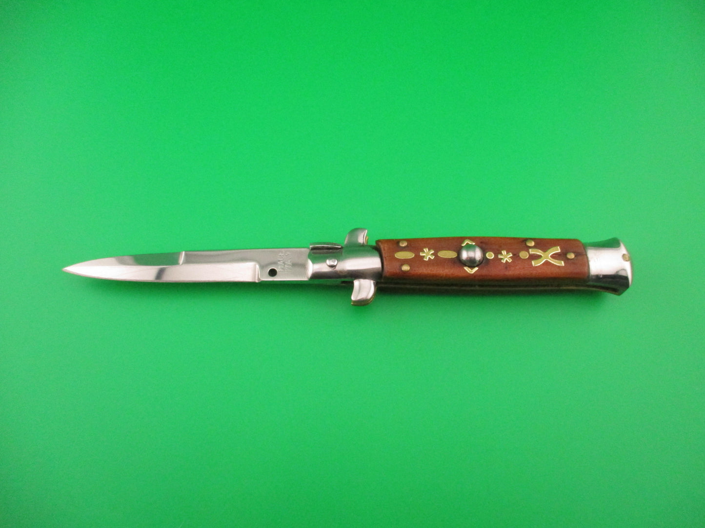MADE ITALY 19cm Italian stiletto Brass decorated automatic knife