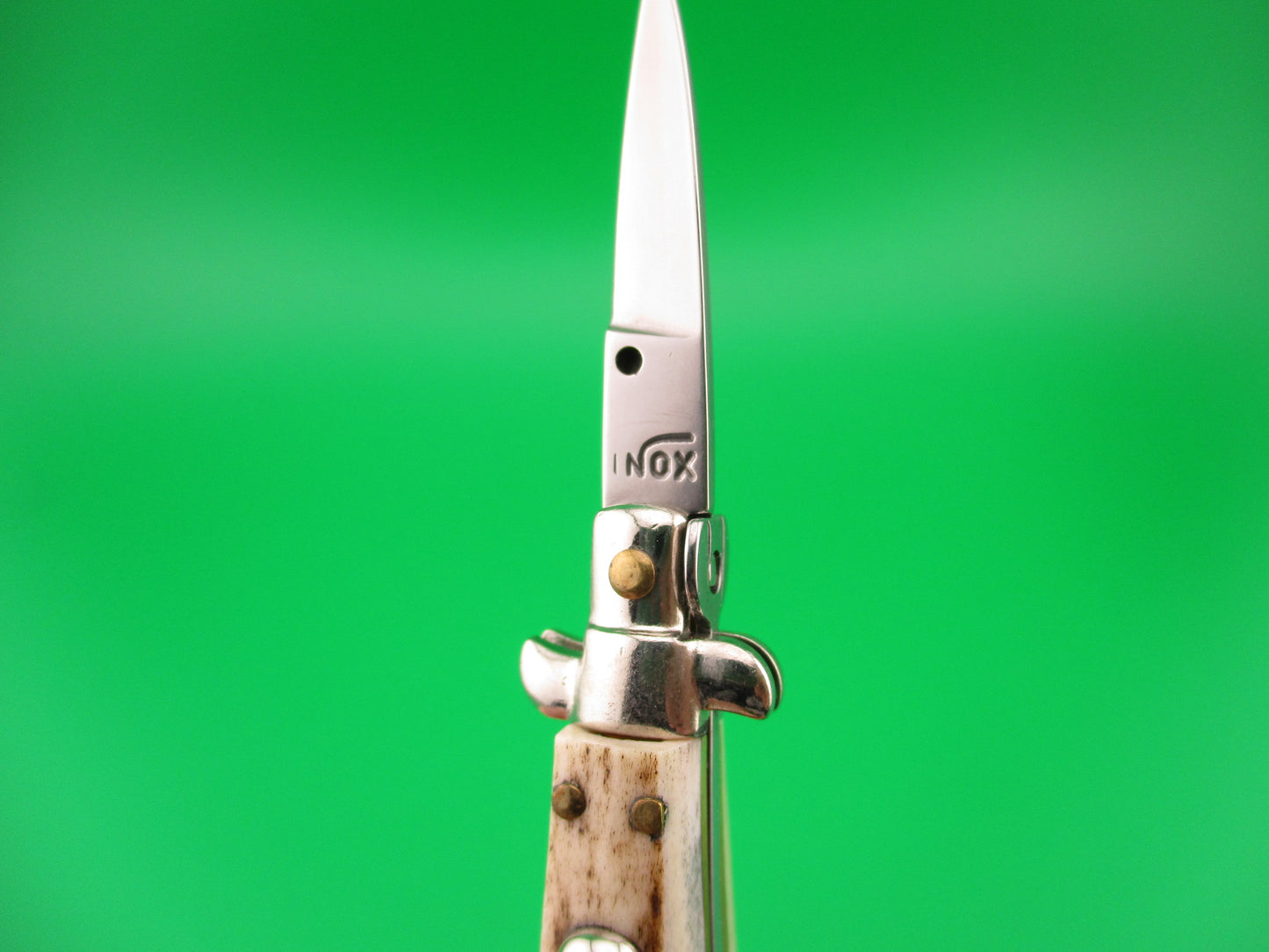 INOX 7cm Italian Tiny Stag Picklock keychain vintage 1970s automatic knife