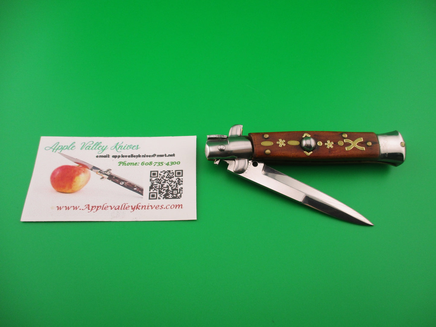 MADE ITALY 19cm Italian stiletto Brass decorated automatic knife