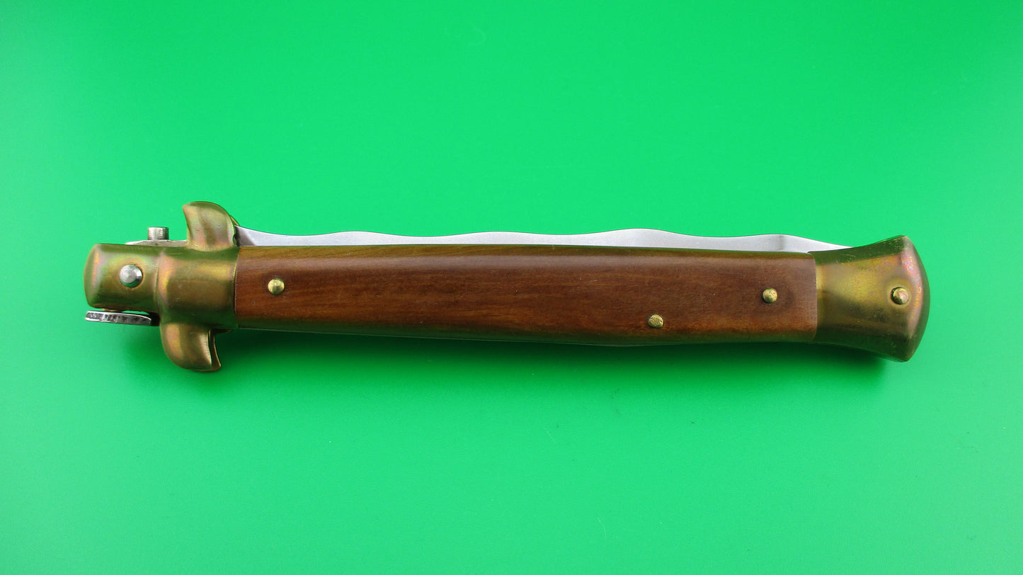 ITALY STAINLESS 28cm Italian Stiletto KRIS blade Wood brass switchblade