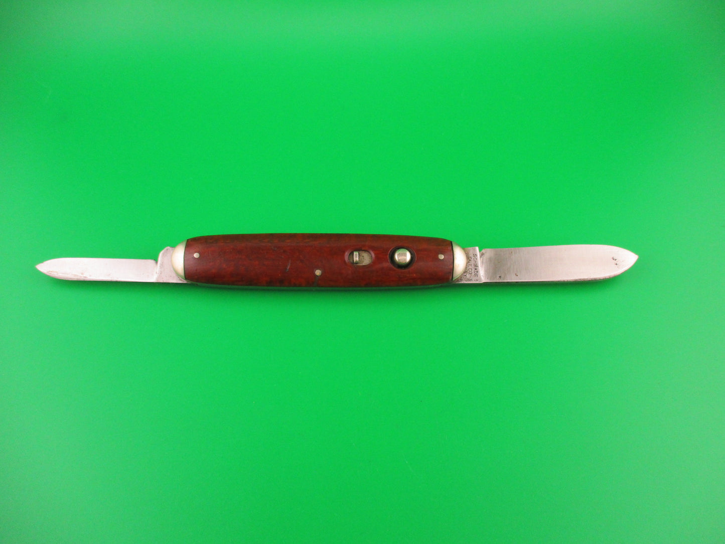 SCHRADE CUT CO Large 3 3/4" double Cocobolo Celluloid & tip bolsters automatic knife
