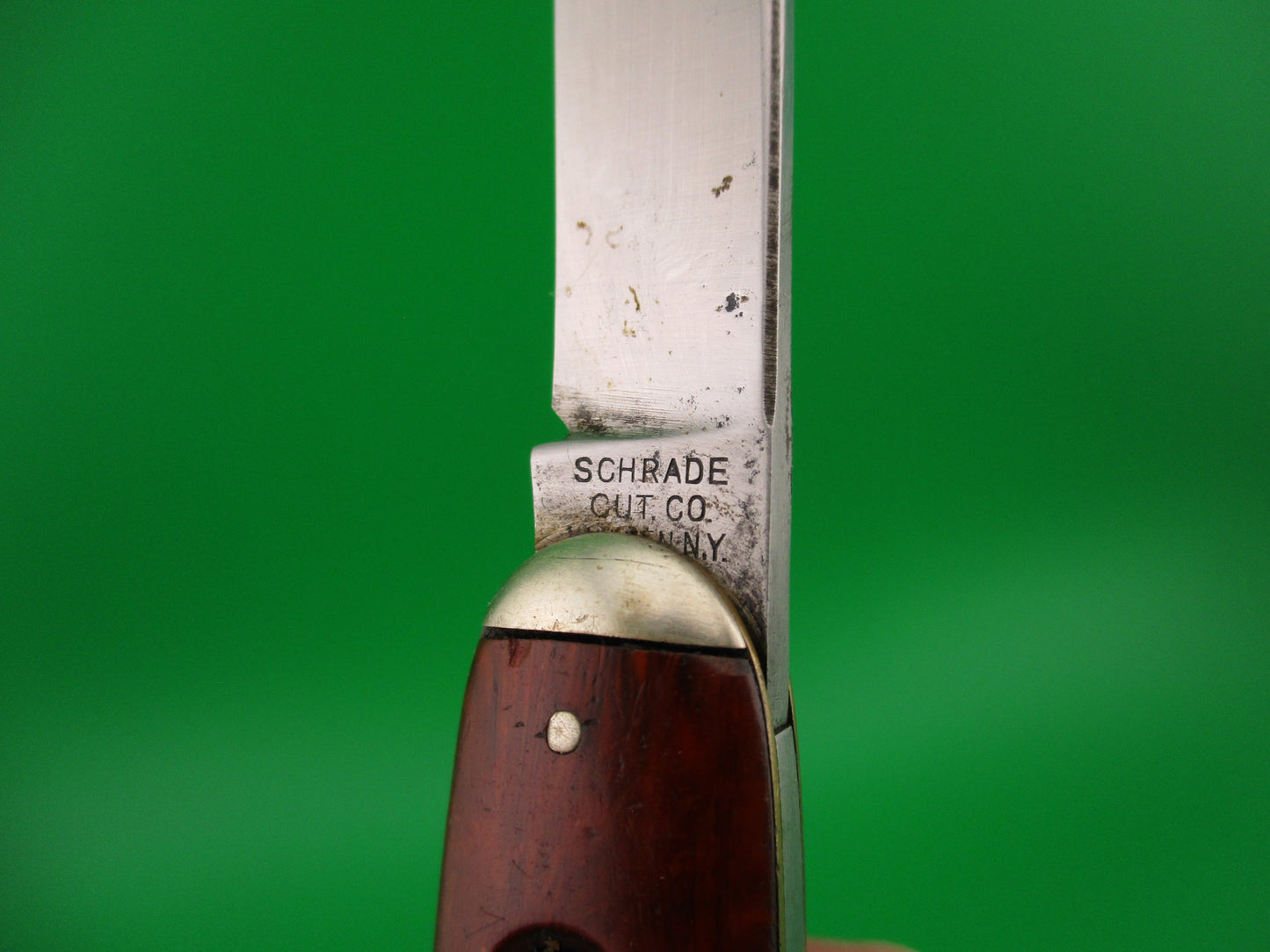 SCHRADE CUT CO Large 3 3/4" double Cocobolo Celluloid & tip bolsters automatic knife