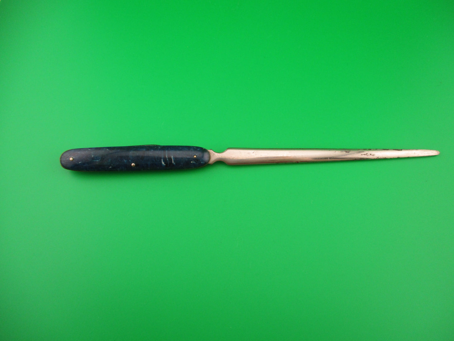 Antique Flylock Letter Opener 1122LO Etched Blue Marble automatic knife 1920s