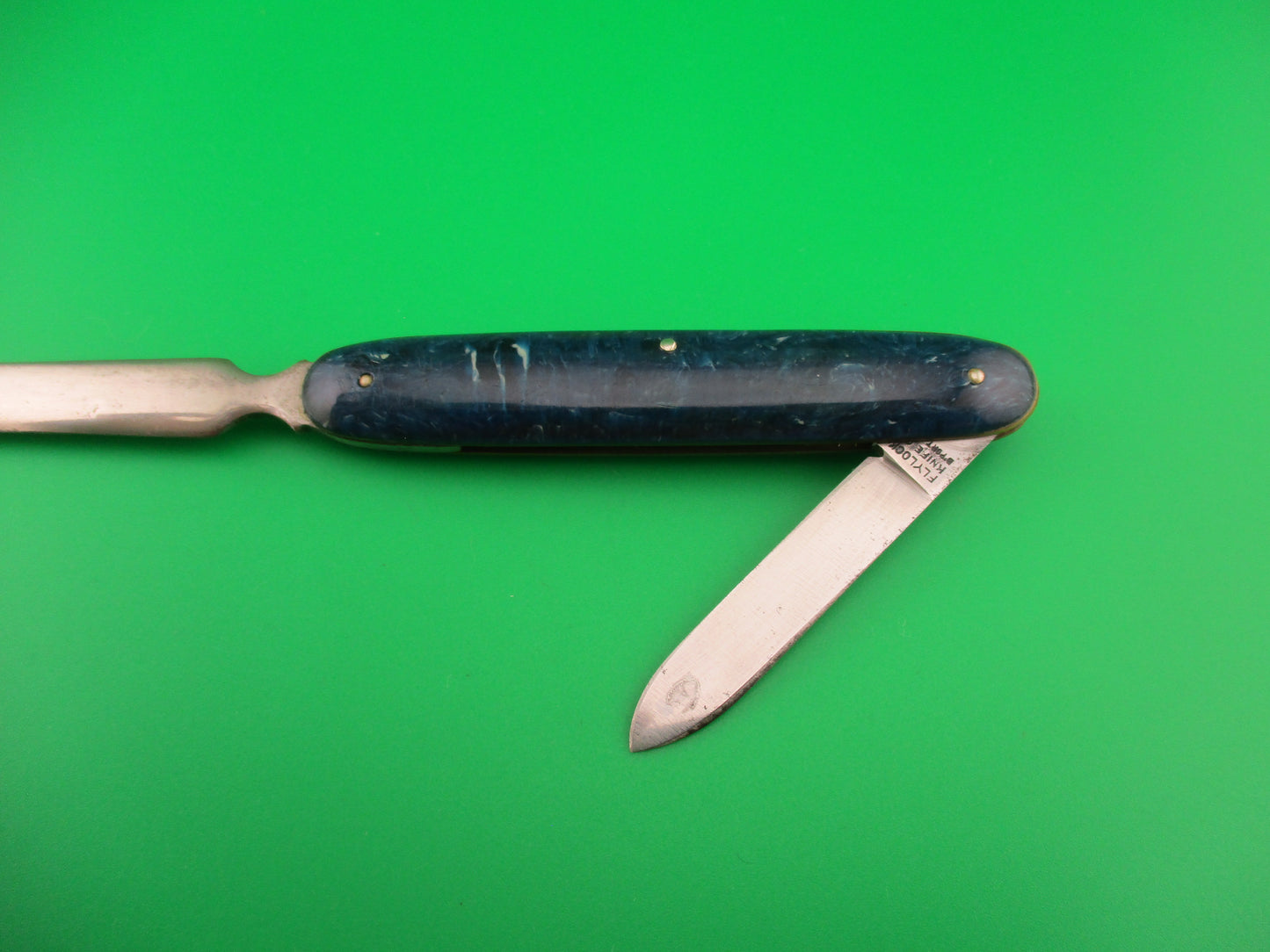 Antique Flylock Letter Opener 1122LO Etched Blue Marble automatic knife 1920s