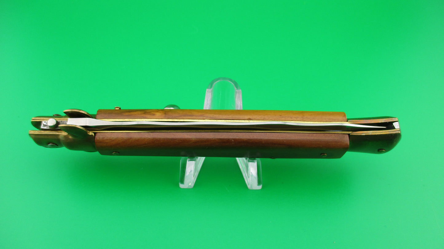 ITALY STAINLESS 28cm Italian Stiletto KRIS blade Wood brass switchblade