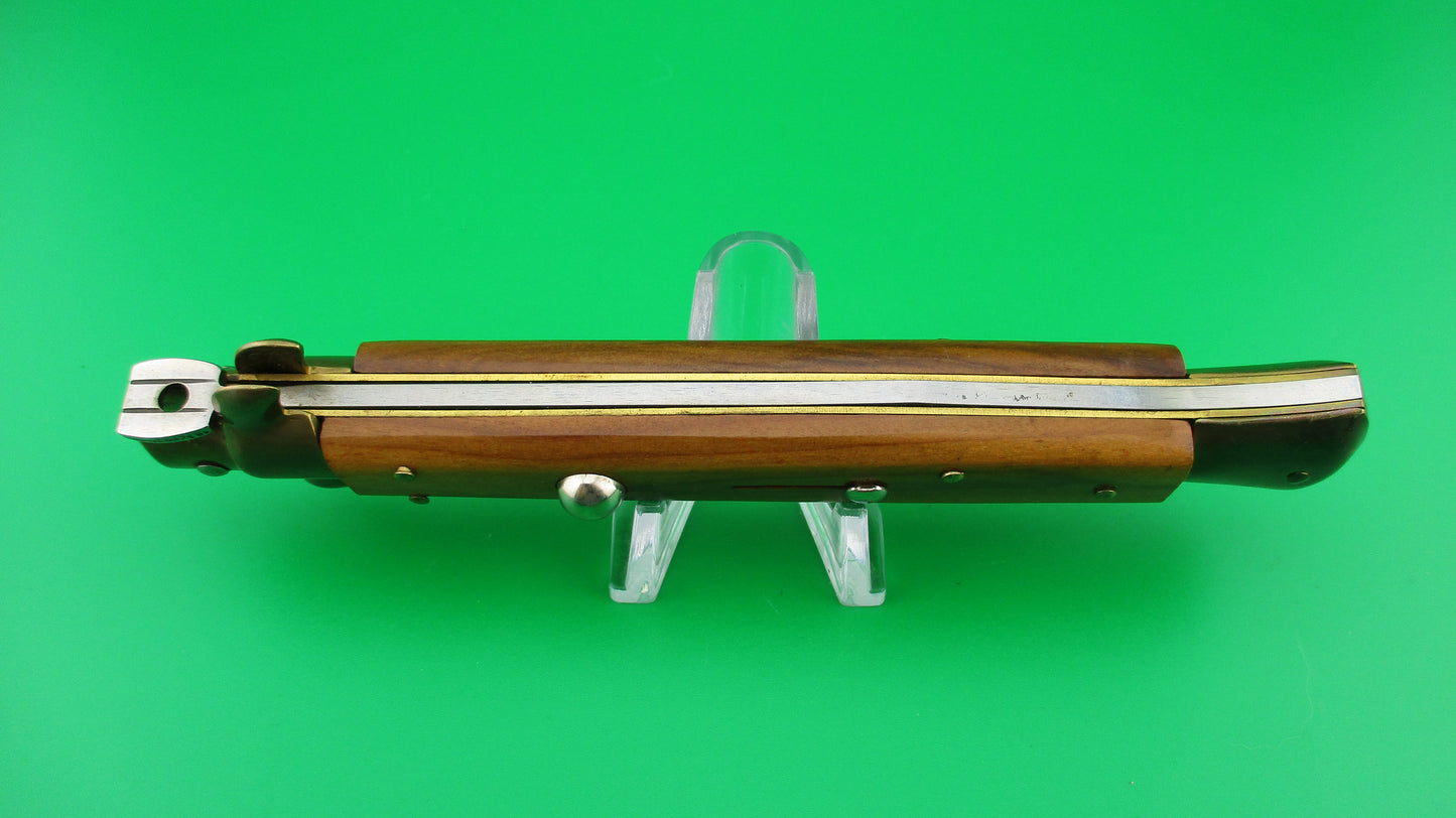 ITALY STAINLESS 28cm Italian Stiletto KRIS blade Wood brass switchblade