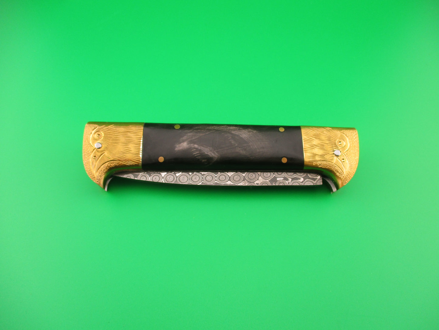 Custom 24cm Custom Damascus Bird Head Backspring release automatic knife