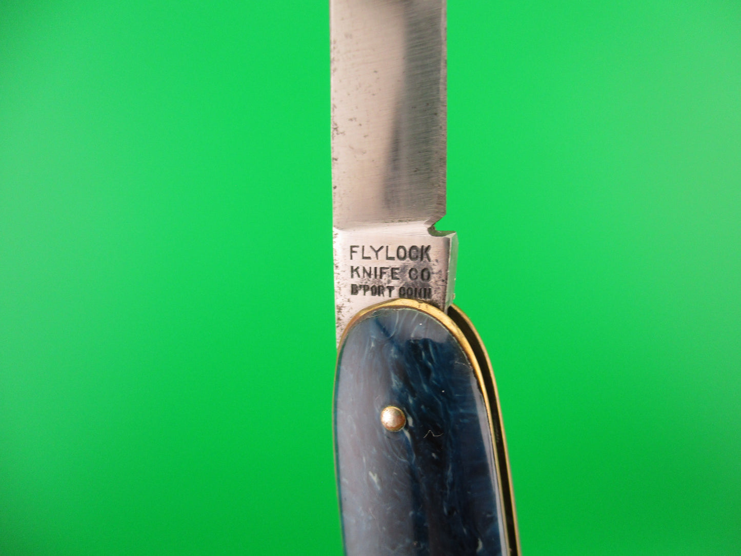 Antique Flylock Letter Opener 1122LO Etched Blue Marble automatic knife 1920s