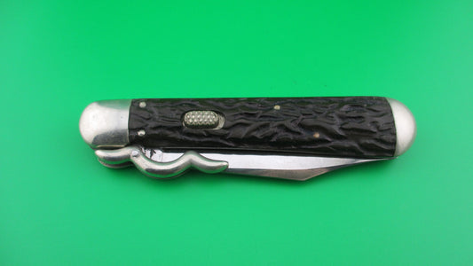 z Flylock Vintage Hunter Lazy W folding guards Antique automatic knife