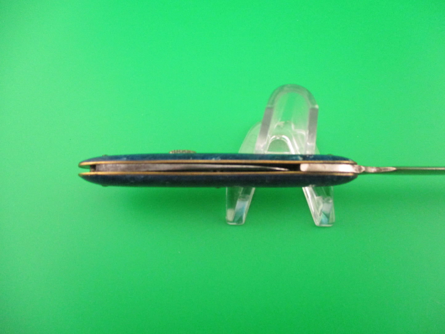 Antique Flylock Letter Opener 1122LO Etched Blue Marble automatic knife 1920s