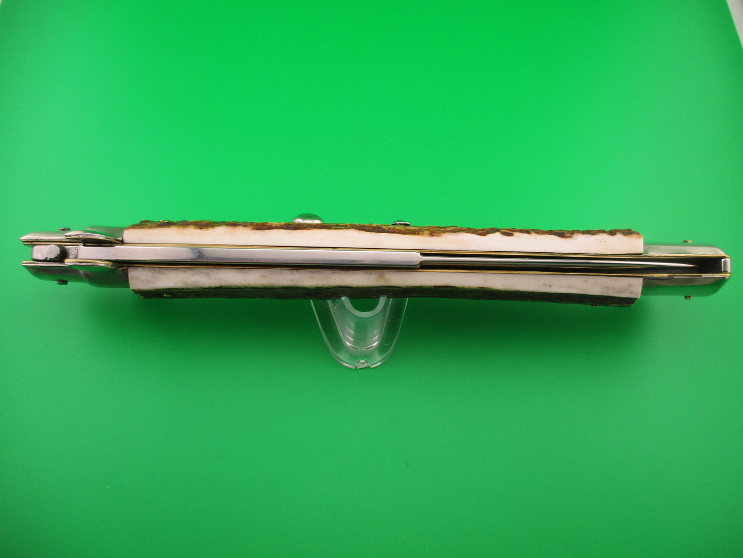 z AGA CAMPOLIN ITALY 44cm Italian Stiletto Stag swivel bolster large automatic knife